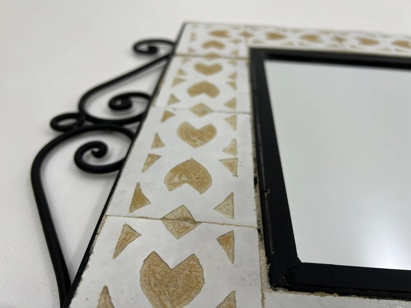 Beige Handmade Tile Mirror, Framed 16x24 Mosaic Mirror, Add Exotic Elegance to your design by this Unique Moroccan Indoor & Outdoor Mirror