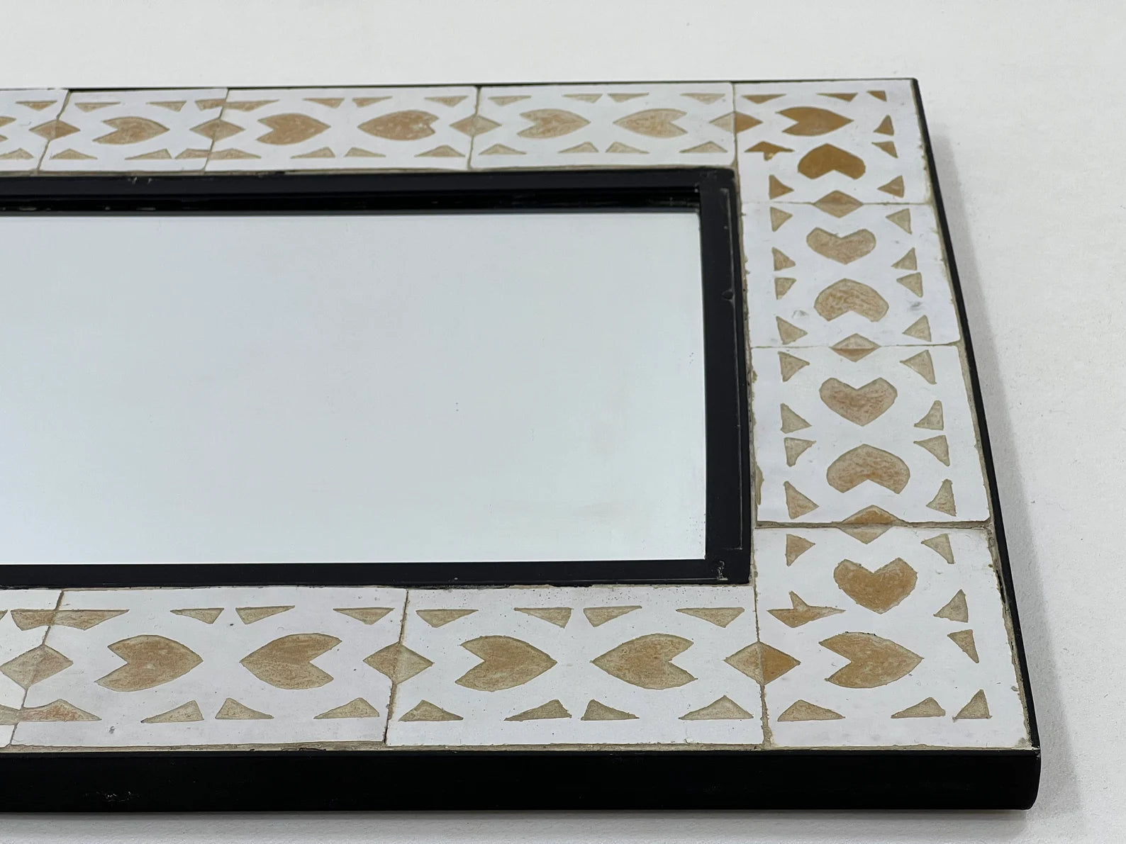 Beige Handmade Tile Mirror, Framed 16x24 Mosaic Mirror, Add Exotic Elegance to your design by this Unique Moroccan Indoor & Outdoor Mirror