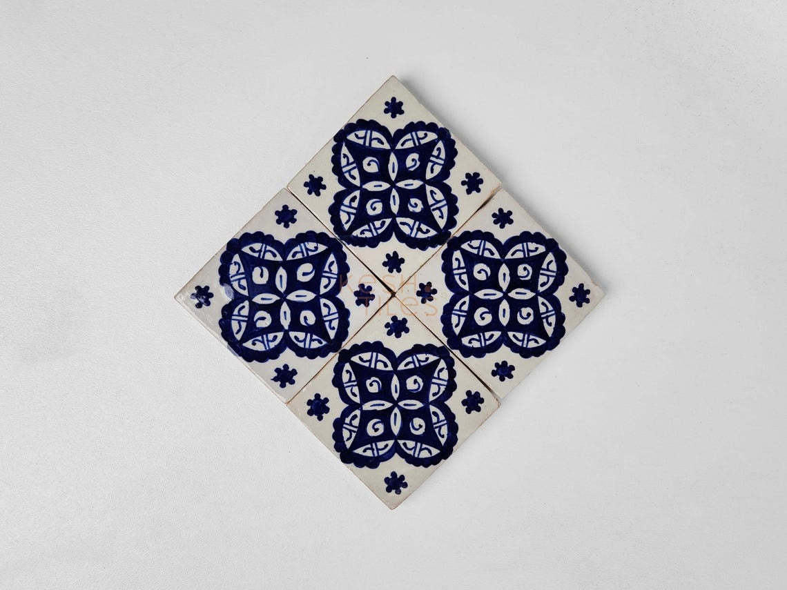 Afnane Navy Ceramic Tile 4x4