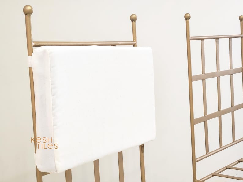 Abeer - Golden Wrought Iron Chair, Handmade Moroccan Stool with Cushion