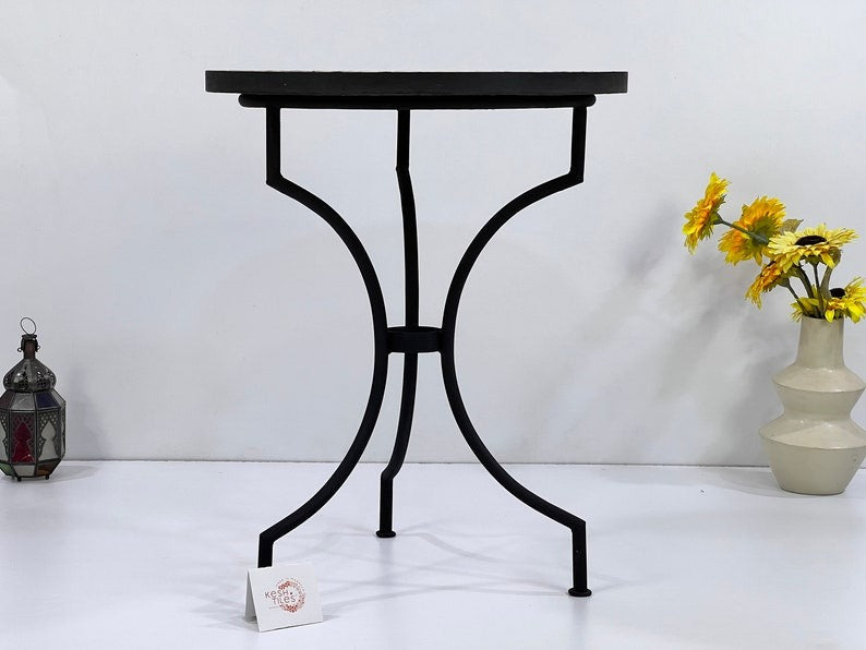 Chemsa - Mustard Yellow Mosaic Table, Handmade Moroccan Zellige Patio Table