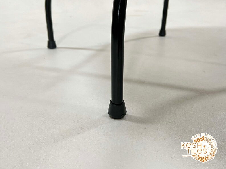 Joud - Biscotti Mosaic Table, Round Handmade Moroccan Zellige Patio Table