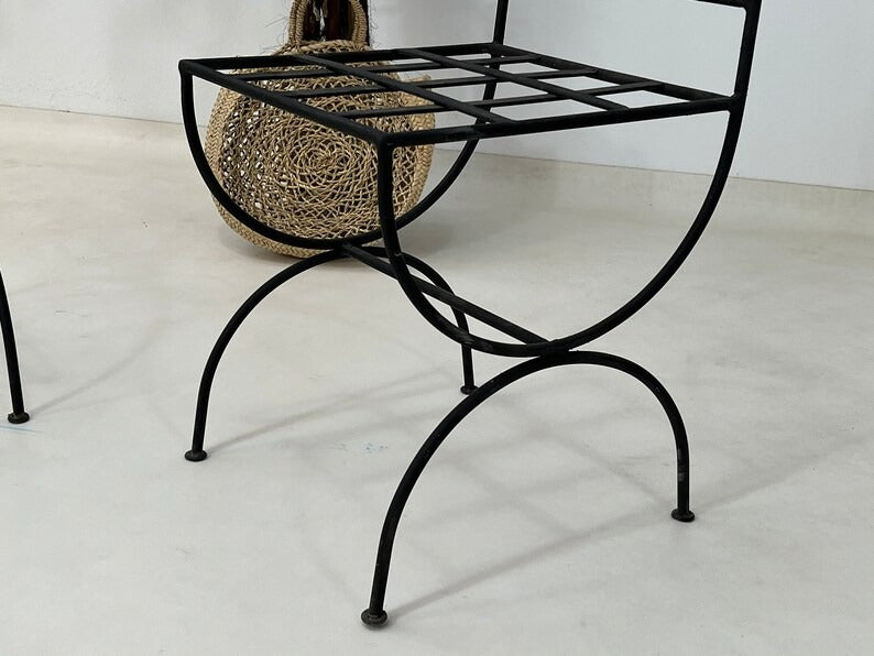 Layth - Black Wrought Iron Chair Set, Handmade Moroccan Seating with Cushions