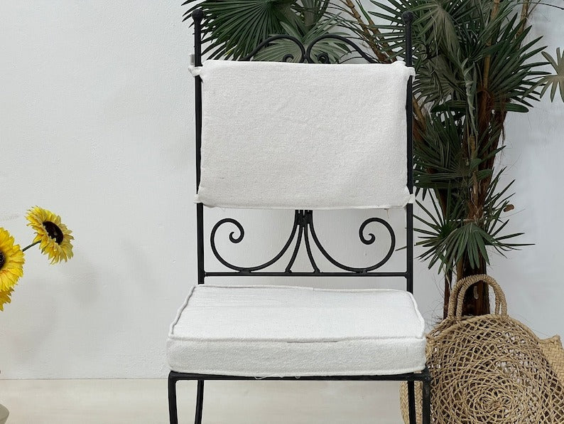 Layth - Black Wrought Iron Chair Set, Handmade Moroccan Seating with Cushions