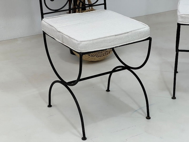 Layth - Black Wrought Iron Chair Set, Handmade Moroccan Seating with Cushions