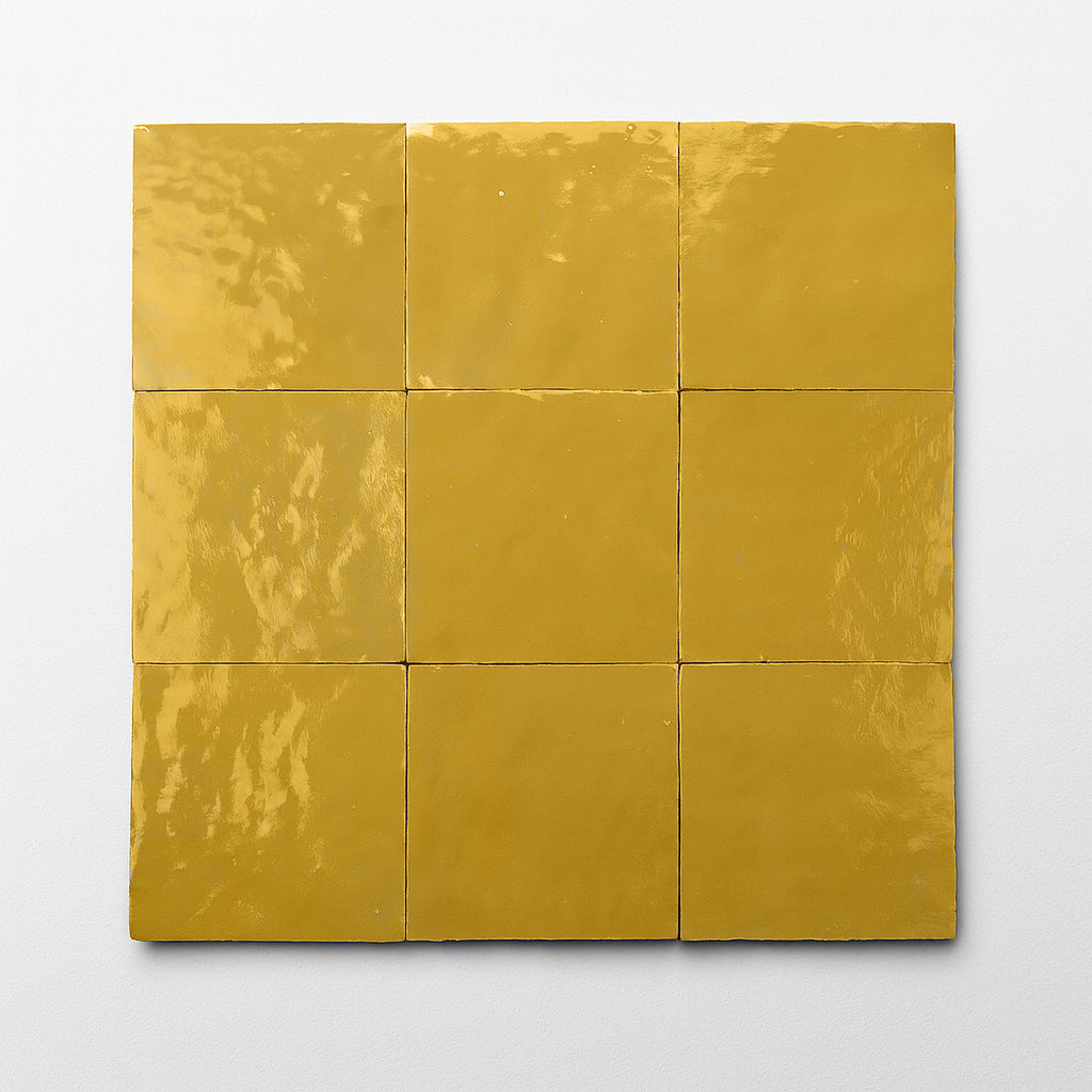Ochre 4x4 Cadmium Yellow Square Zellige Tile