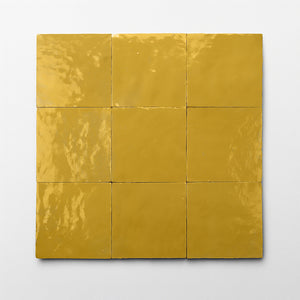 Ochre 4x4 Cadmium Yellow Square Zellige Tile