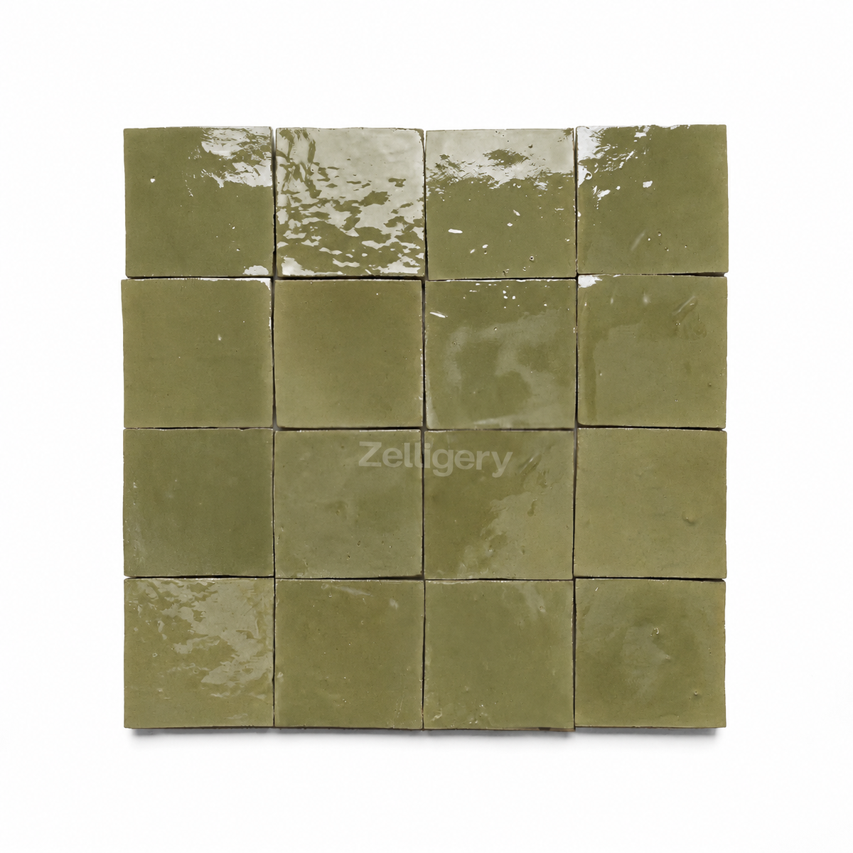 Meknes Olive 4x4 Olive Green Square Zellige Tile
