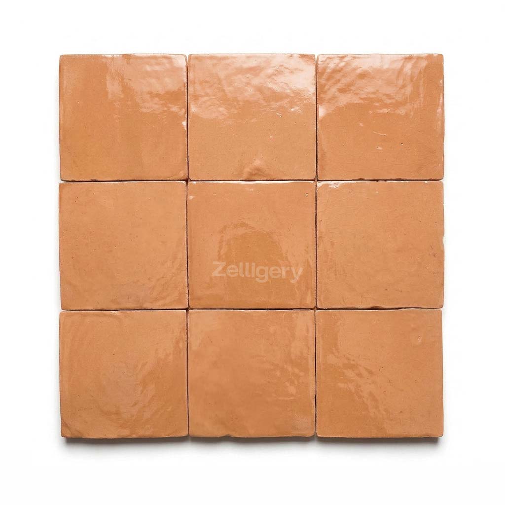 Tafraout Apricot 4x4 Persian Orange Square Zellige Tile