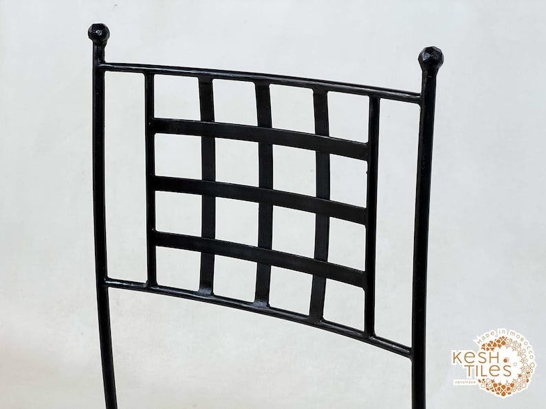 Tamellalt - Custom Moroccan Iron Chairs, Handpainted Outdoor Wrought Stool Set