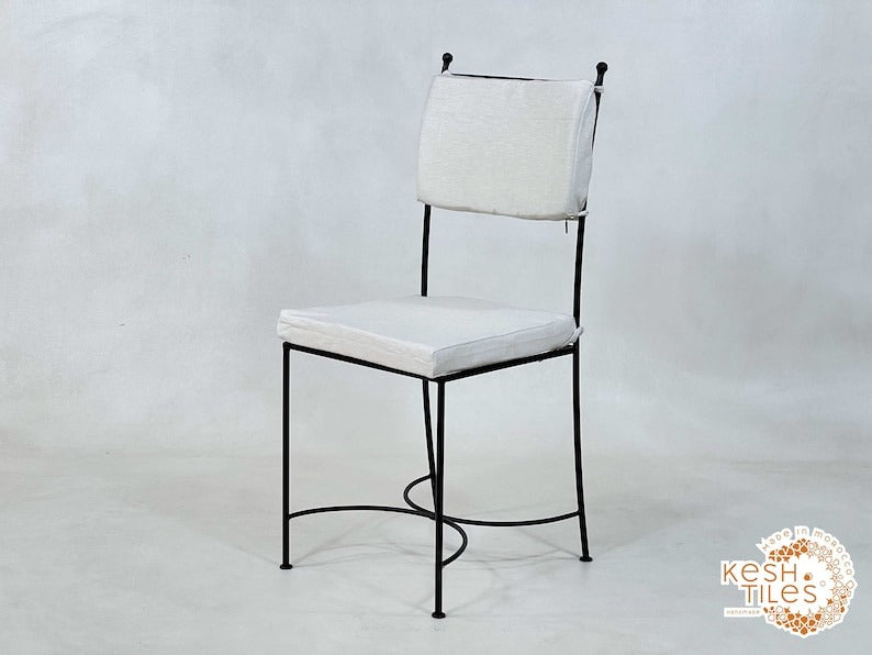 Tamellalt - Custom Moroccan Iron Chairs, Handpainted Outdoor Wrought Stool Set