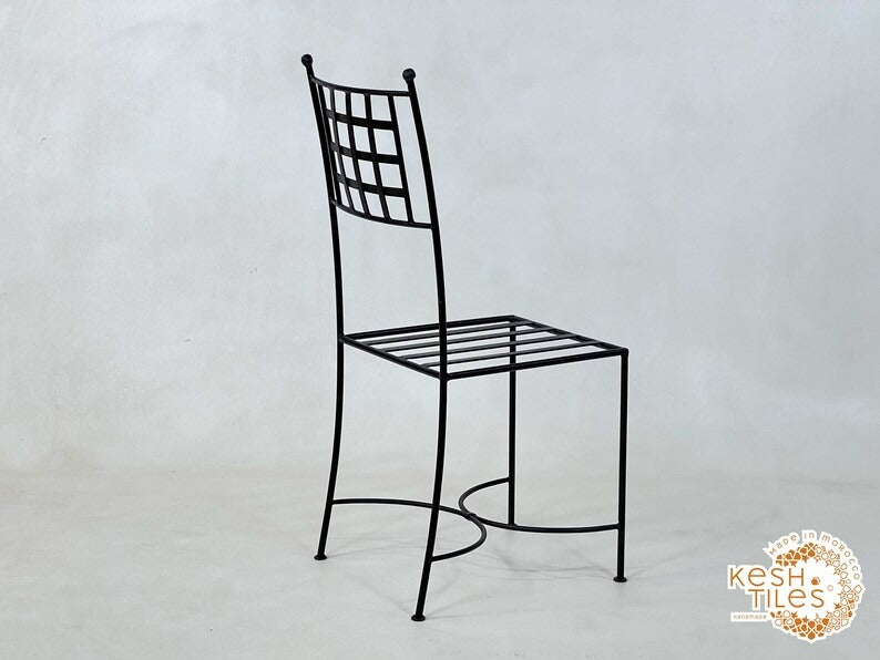 Tamellalt - Custom Moroccan Iron Chairs, Handpainted Outdoor Wrought Stool Set