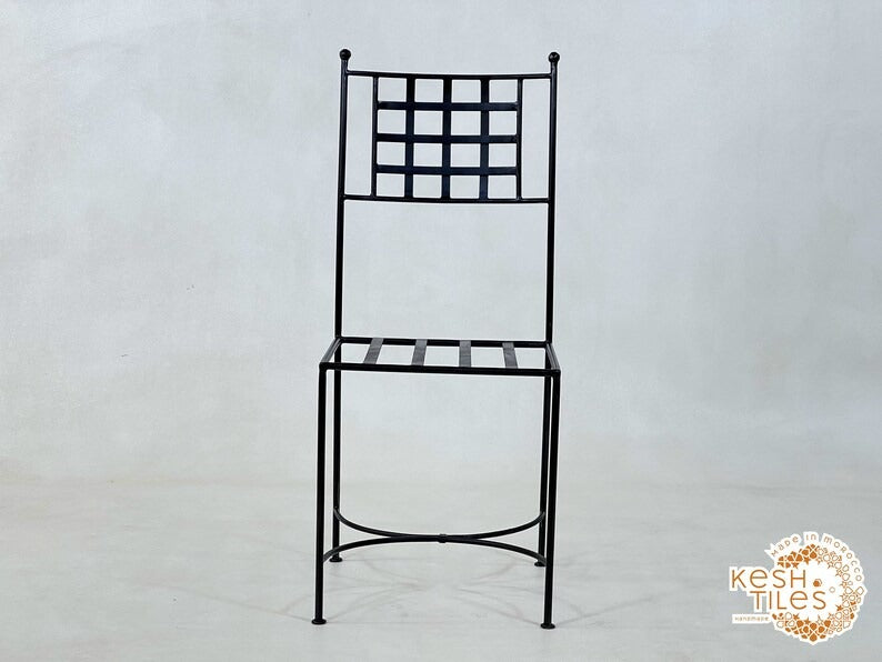 Tamellalt - Custom Moroccan Iron Chairs, Handpainted Outdoor Wrought Stool Set