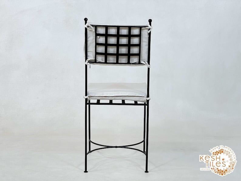 Tamellalt - Custom Moroccan Iron Chairs, Handpainted Outdoor Wrought Stool Set