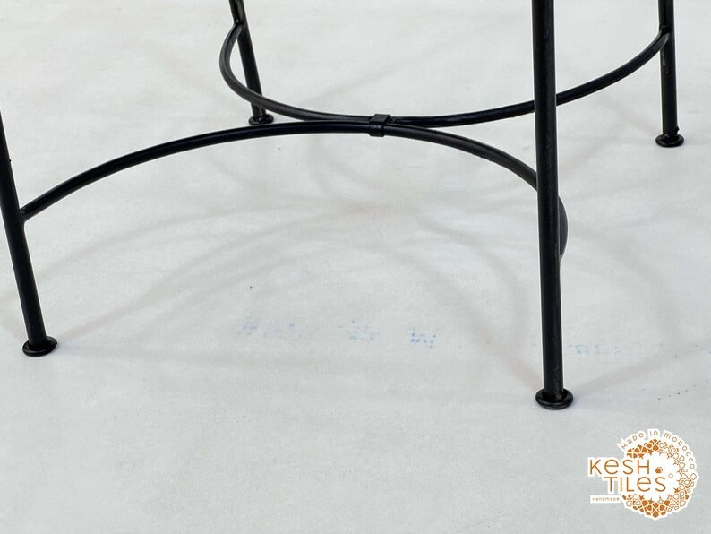 Tamellalt - Custom Moroccan Iron Chairs, Handpainted Outdoor Wrought Stool Set