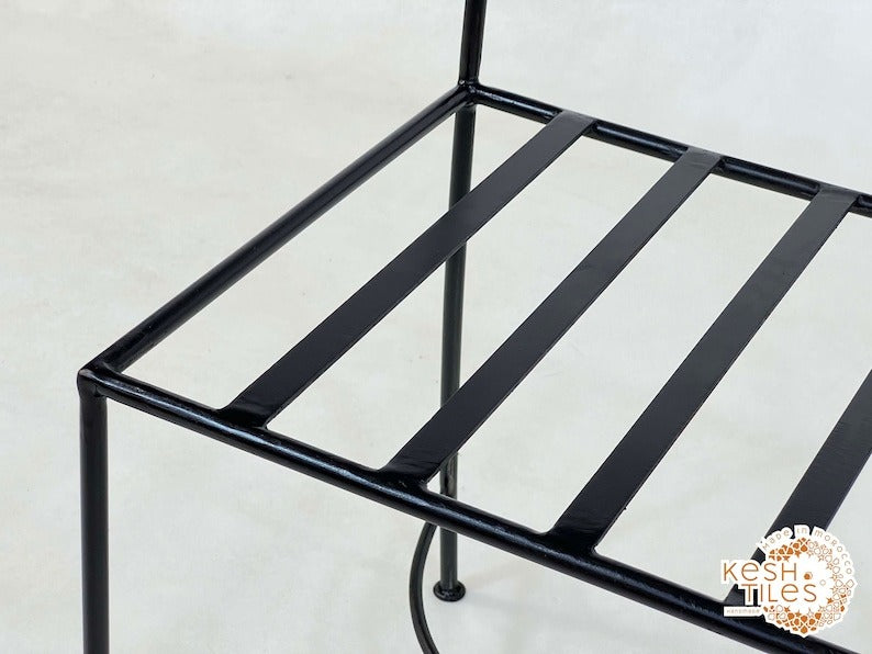 Tamellalt - Custom Moroccan Iron Chairs, Handpainted Outdoor Wrought Stool Set