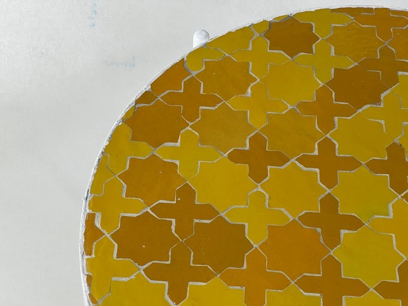 Tanagh - Orange Mosaic Side Table, Handmade Moroccan Zellige Accent Table