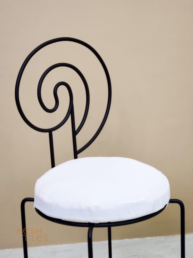 Thiyya  - Iron Spiral Chairs Set, Handmade Powder Coated Stools with Cushions