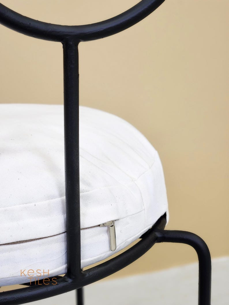 Thiyya  - Iron Spiral Chairs Set, Handmade Powder Coated Stools with Cushions