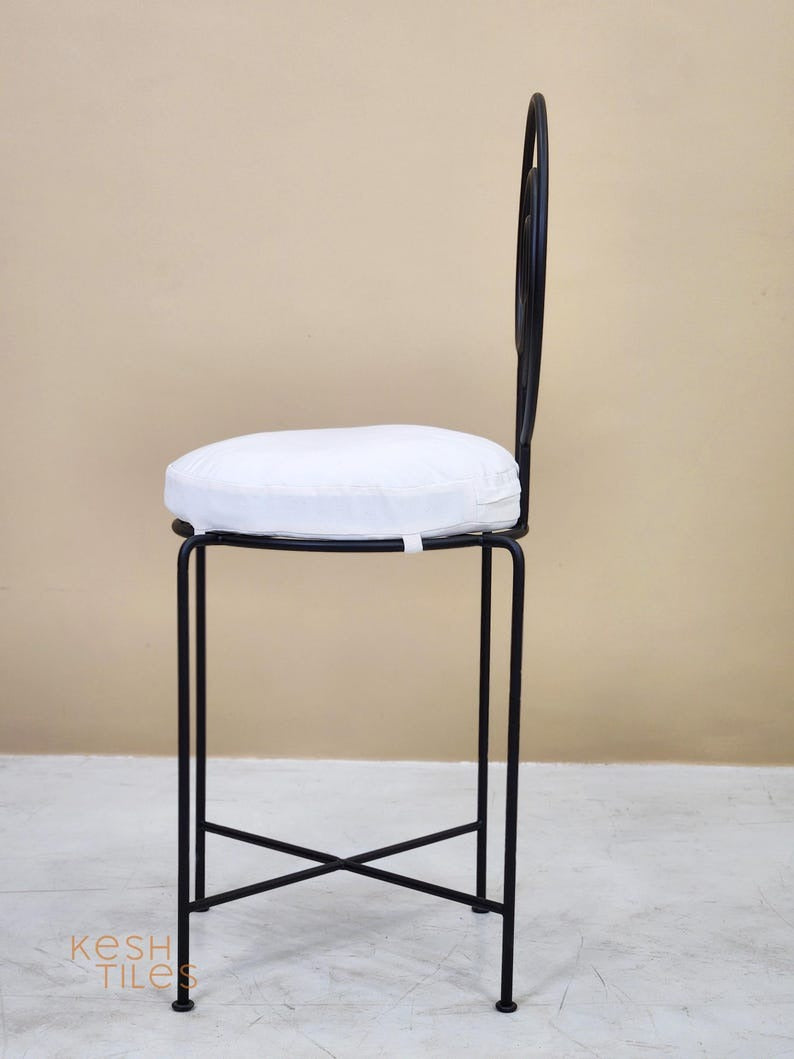 Thiyya  - Iron Spiral Chairs Set, Handmade Powder Coated Stools with Cushions