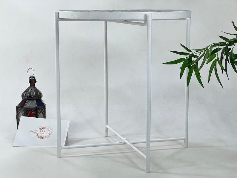 Tifawin - Green Mosaic Table, Handmade Moroccan Zellige Garden Table