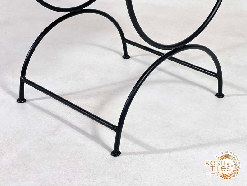 Yuba - Moroccan Wrought Iron Bistro Chairs, Black Handmade Seating with Cushions