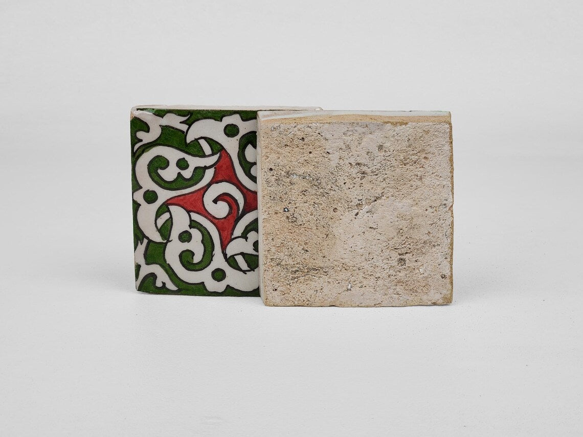 Aghanim Green and Red Ceramic Tile 4x4