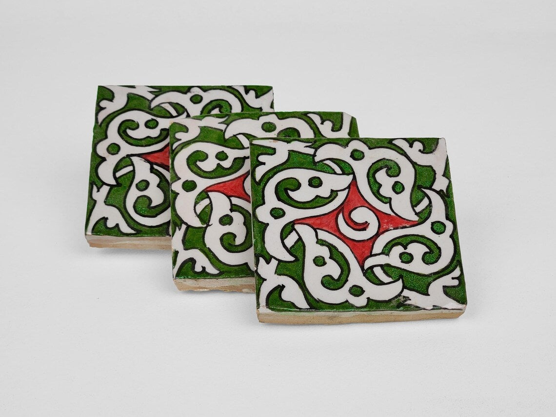 Aghanim Green and Red Ceramic Tile 4x4