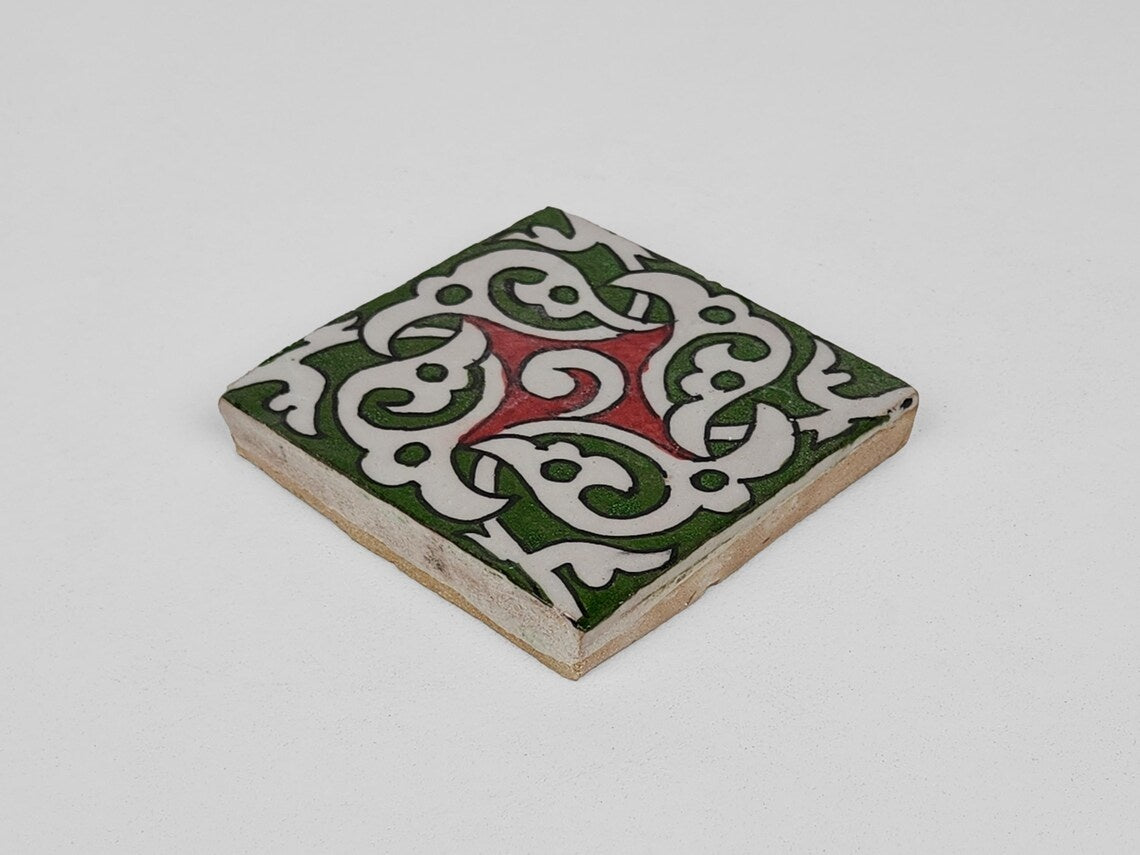 Aghanim Green and Red Ceramic Tile 4x4
