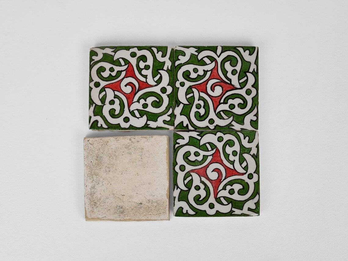 Aghanim Green and Red Ceramic Tile 4x4