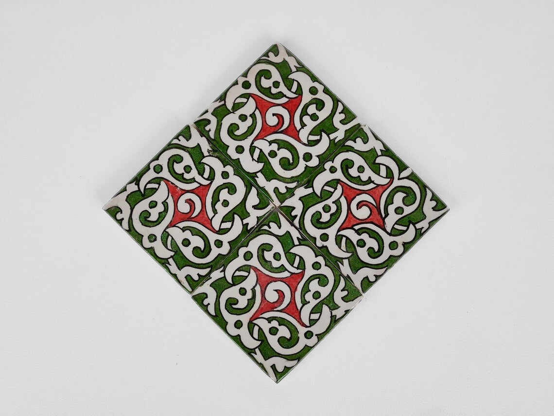 Aghanim Green and Red Ceramic Tile 4x4