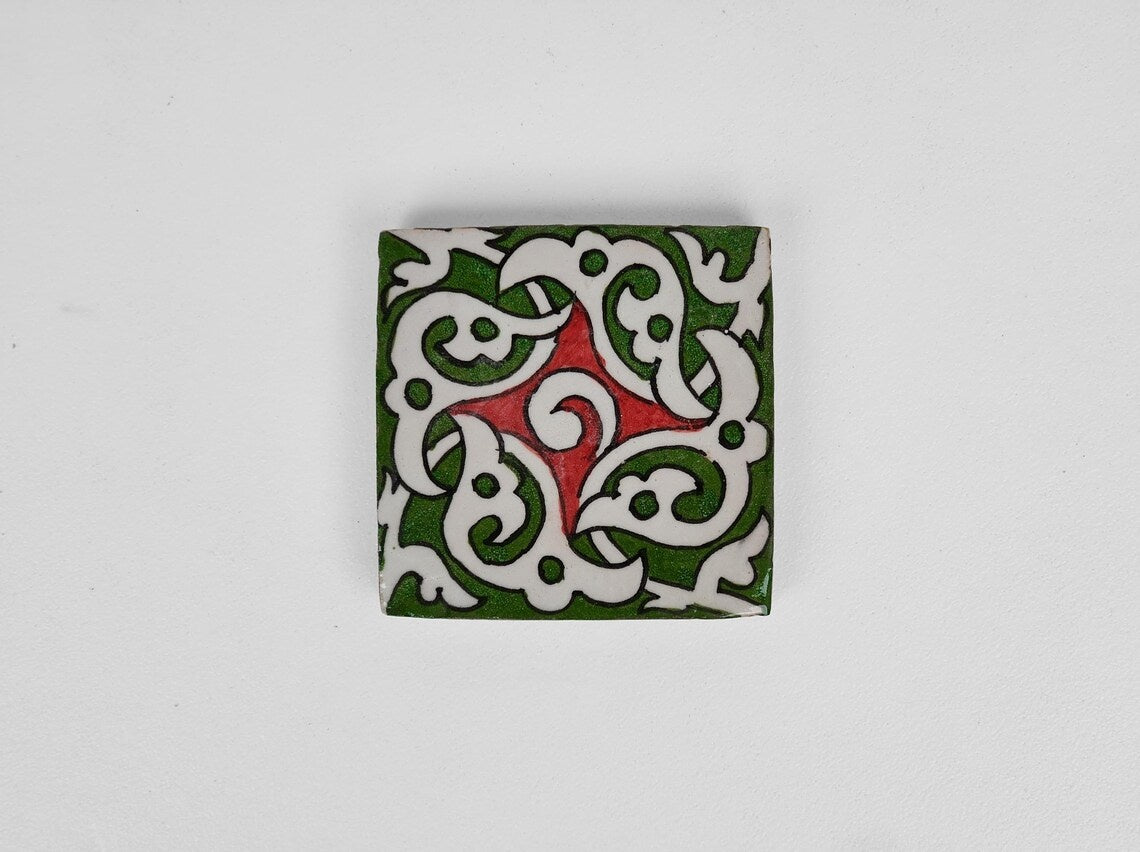 Aghanim Green and Red Ceramic Tile 4x4