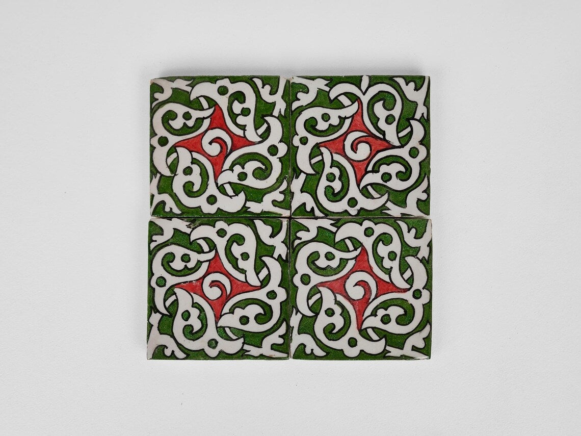 Aghanim Green and Red Ceramic Tile 4x4