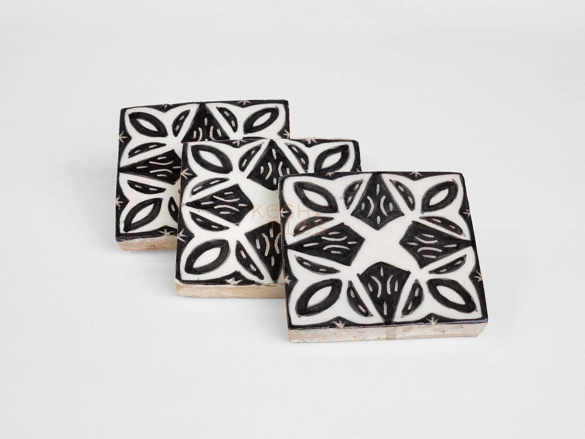 Agharas Black and White Ceramic Tile 4x4