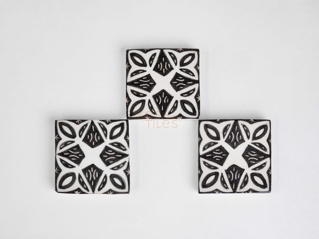 Agharas Black and White Ceramic Tile 4x4