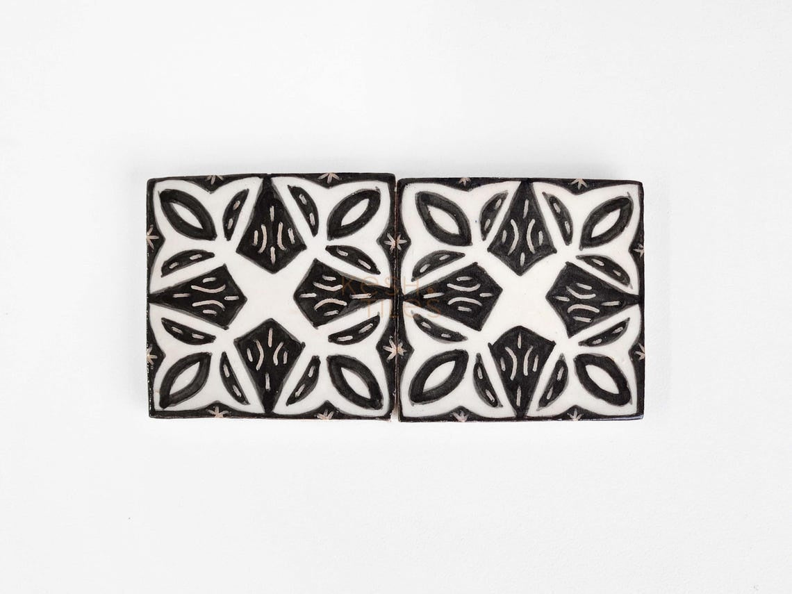 Agharas Black and White Ceramic Tile 4x4