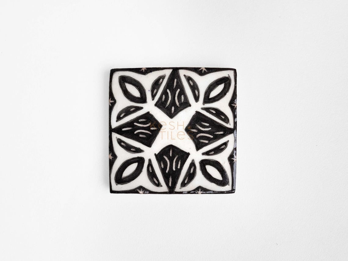 Agharas Black and White Ceramic Tile 4x4