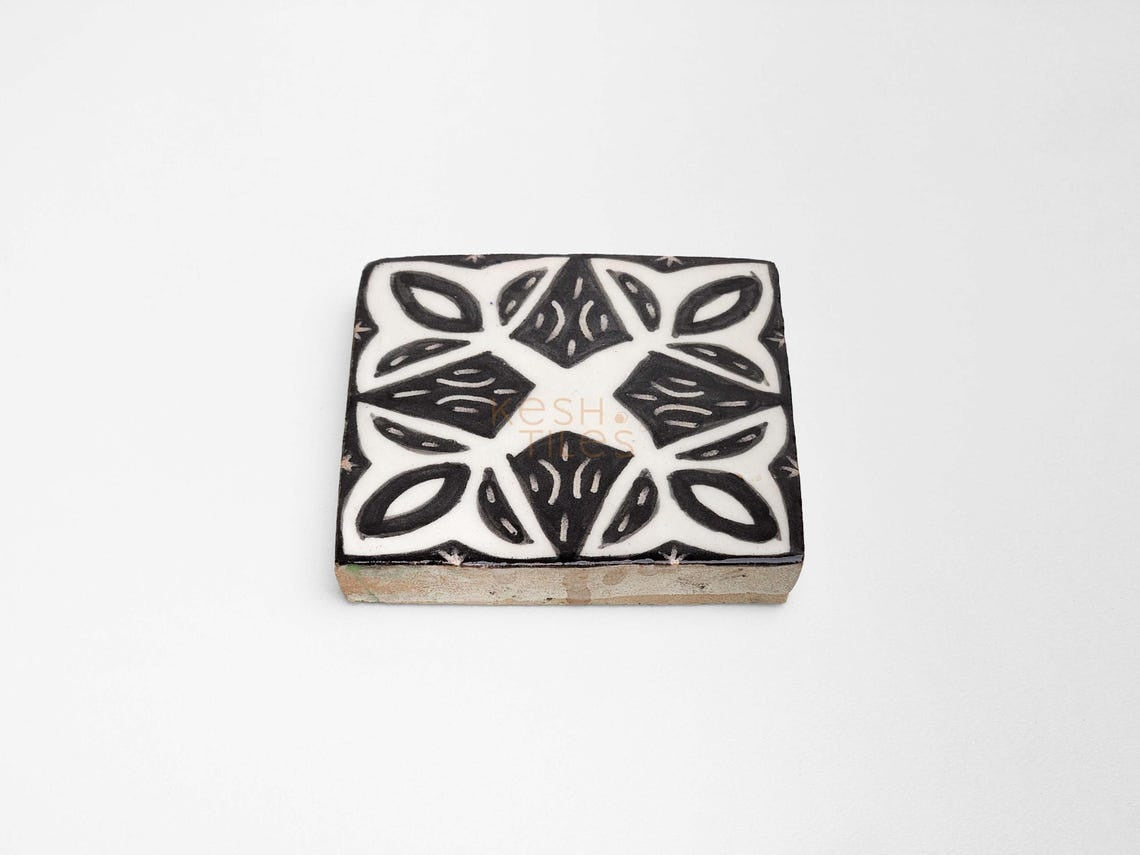 Agharas Black and White Ceramic Tile 4x4