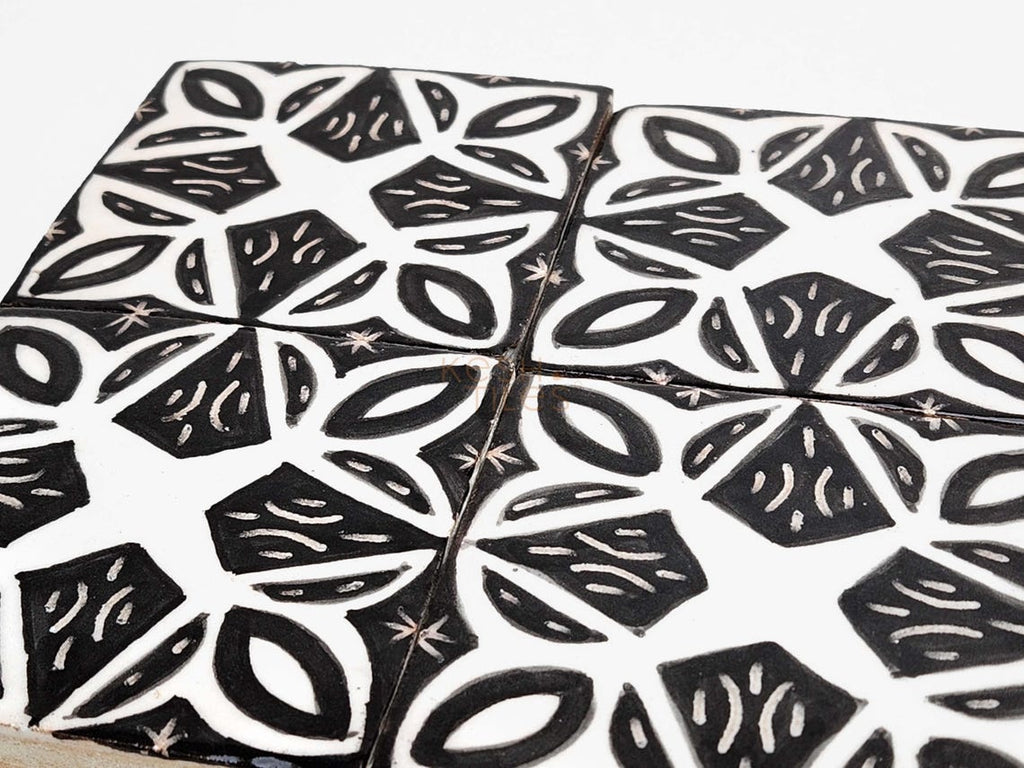 Agharas Black and White Ceramic Tile 4x4