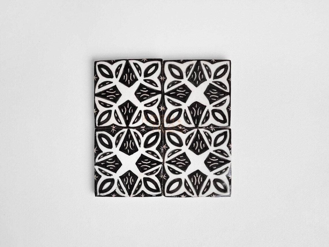 Agharas Black and White Ceramic Tile 4x4
