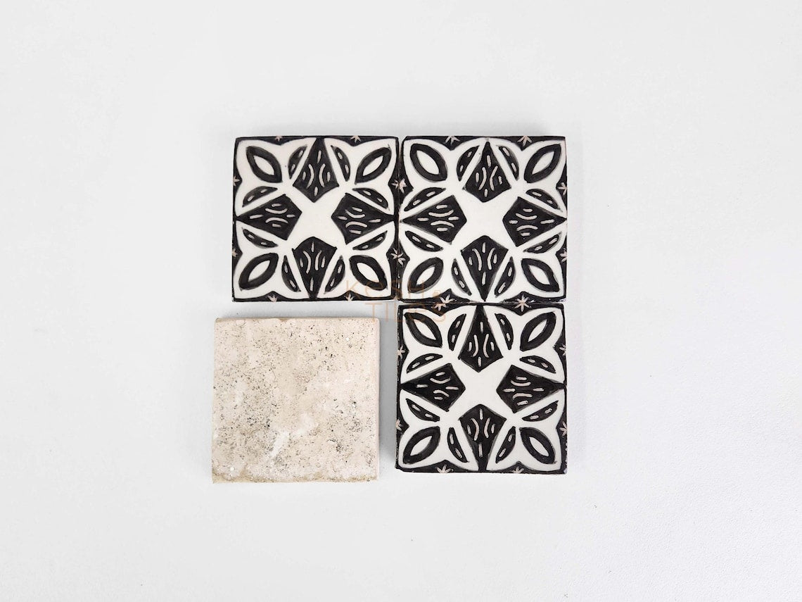 Agharas Black and White Ceramic Tile 4x4