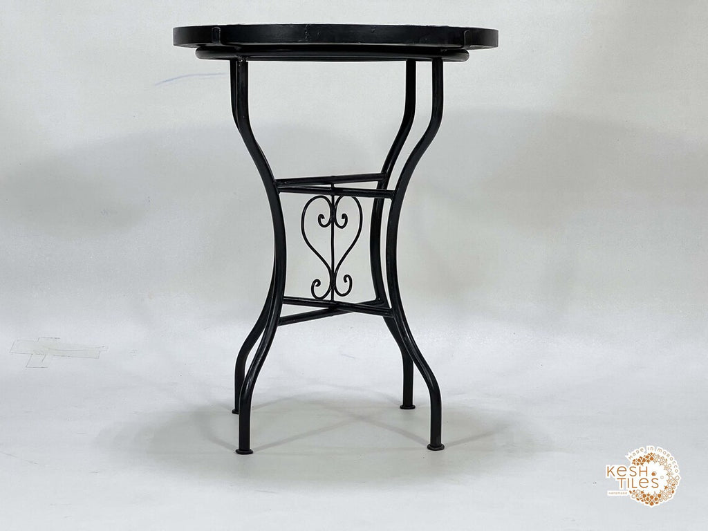 Amina - Seaweed Green Mosaic Table, Geometric Ceramic Outdoor Table