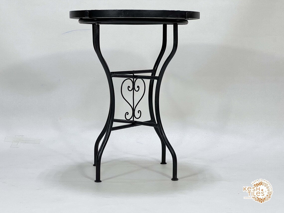 Amina - Seaweed Green Mosaic Table, Geometric Ceramic Outdoor Table