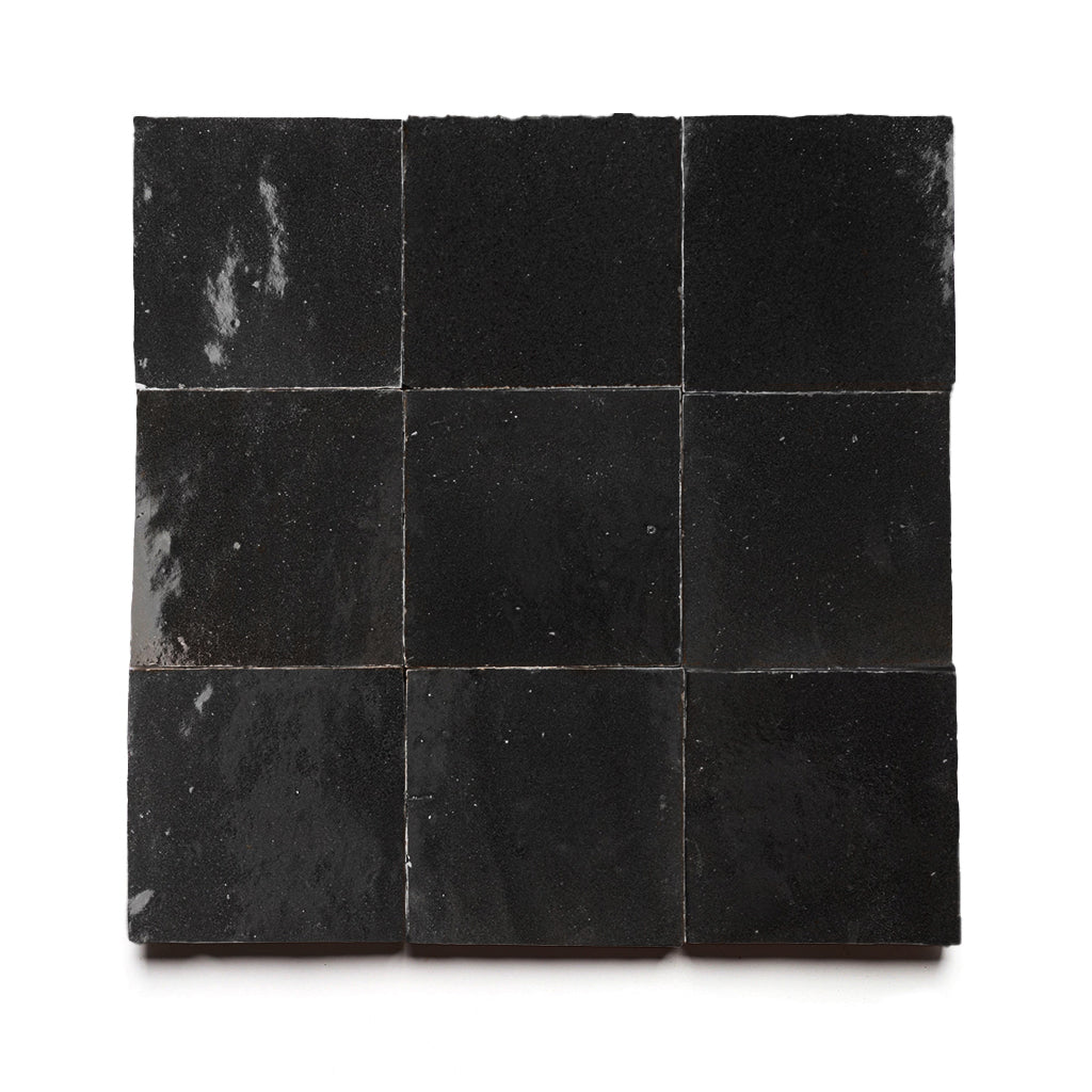 Anthracite 4x4 Slate Black Square Zellige Tile