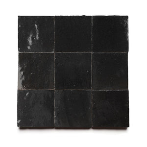Anthracite 4x4 Slate Black Square Zellige Tile