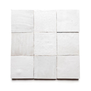 Atlas Pearl 4x4 White Square Zellige Tile