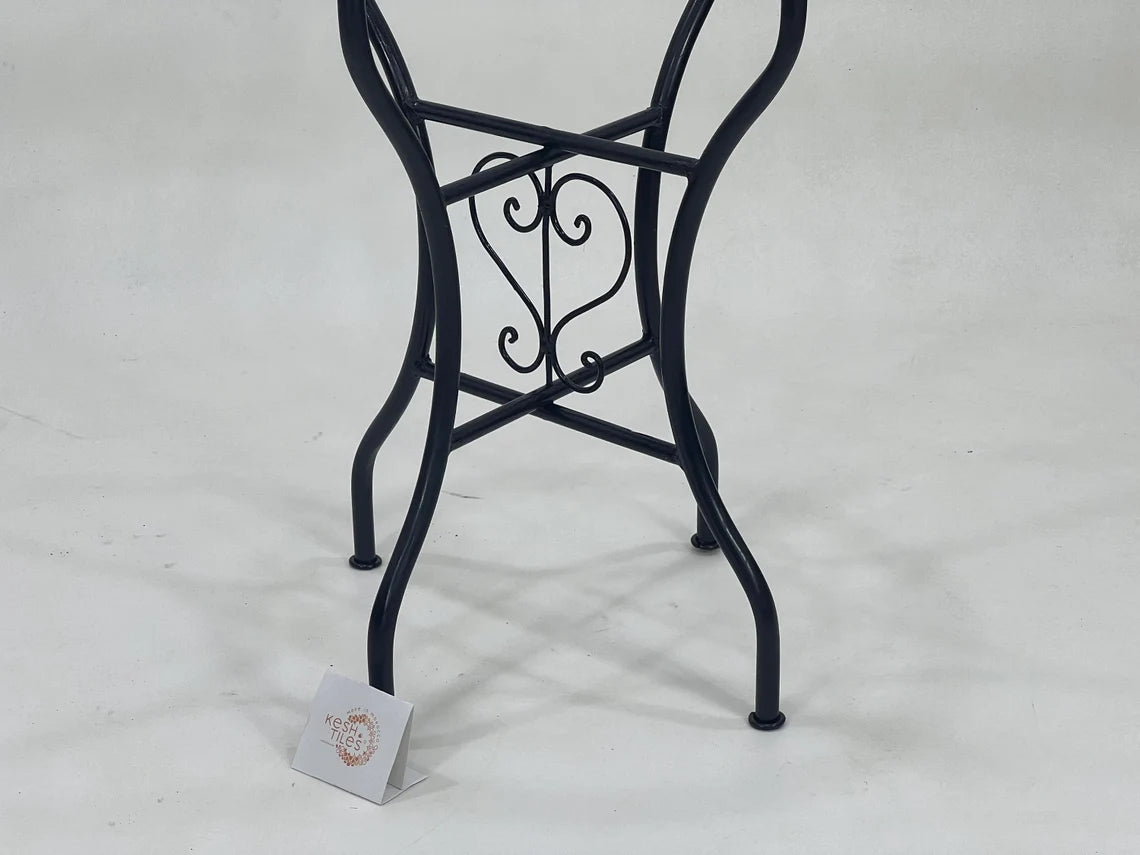 Aziza - Mosaic Side Table – Green Moroccan Zellige Tile Round Table