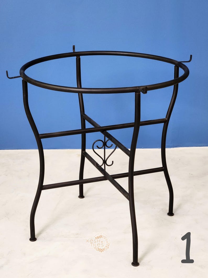 Amal - Blue Mosaic Table, Round Cyan and Dark Blue Moroccan Zellige Coffee Table