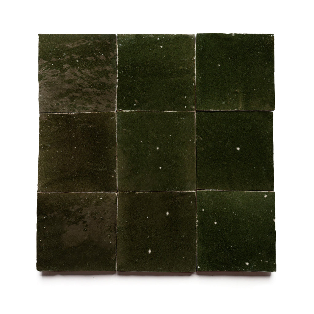 Cedar Oasis 4x4 Dark Green Square Zellige Tile