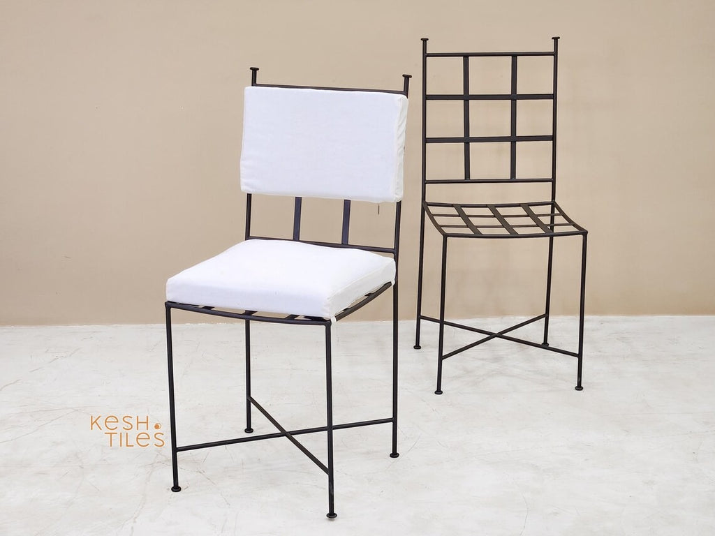 Kourosh - Classic Wrought Iron Chairs Set, Black Handmade Indoor Outdoor Seating